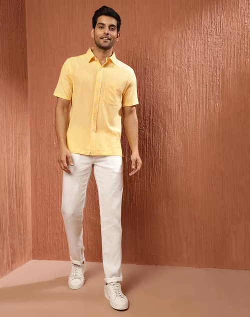 Yellow Cotton Bush Shirt