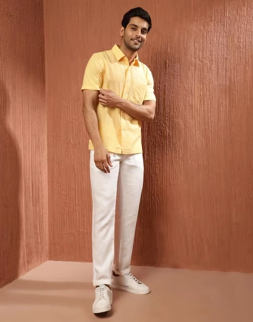 Yellow Cotton Bush Shirt 3 Yellow Cotton Bush Shirt