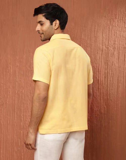 Yellow Cotton Bush Shirt 4 Yellow Cotton Bush Shirt