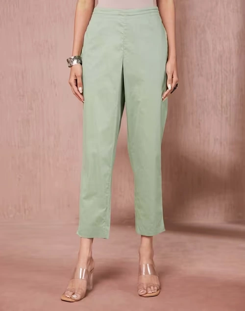 Green Cotton Casual Ethnic Pant