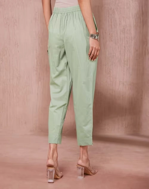 Green Cotton Casual Ethnic Pant