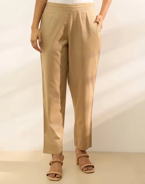 Beige Cotton Casual Ethnic Pant