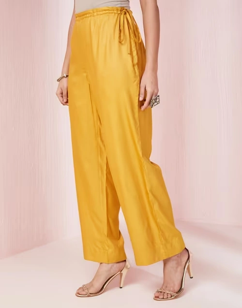 Mustard Viscose Silk Full Length Ijar