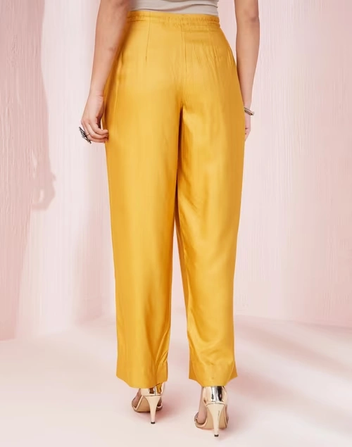 Mustard Viscose Silk Full Length Ijar