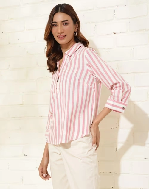 White Cotton Striped Top 3 White Cotton Striped Top