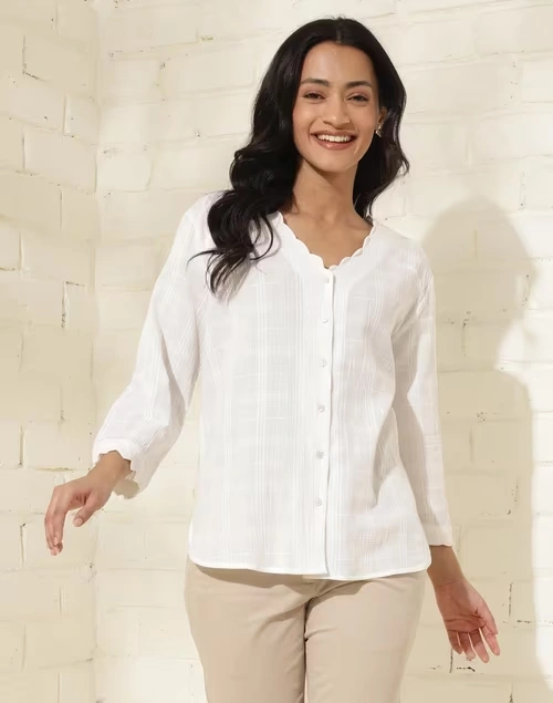 White Cotton Thigh Length Tunic