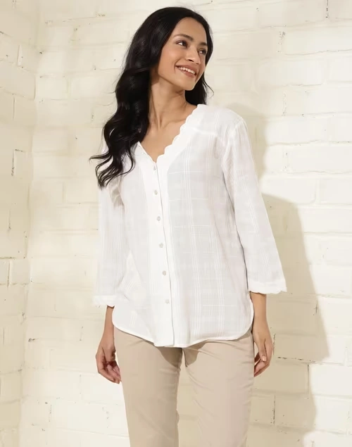 White Cotton Thigh Length Tunic