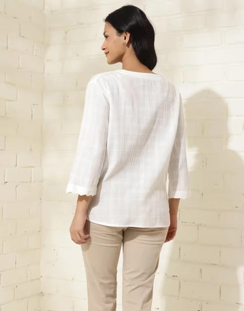 White Cotton Thigh Length Tunic 4 White Cotton Thigh Length Tunic