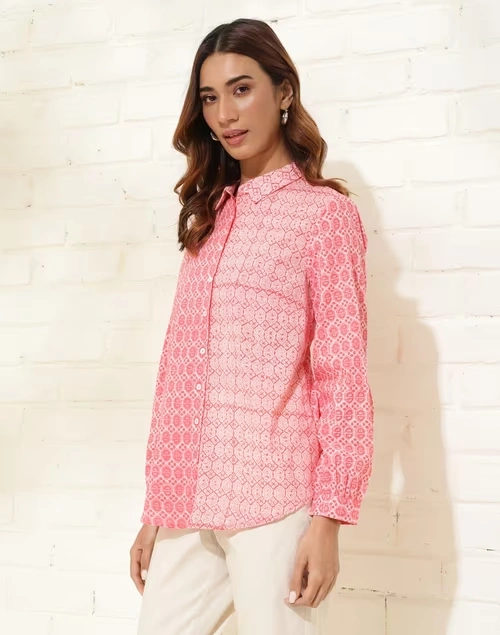 Pink Cotton Printed Shirt 3 Pink Cotton Printed Shirt