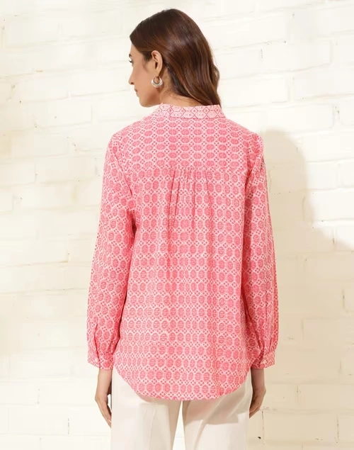 Pink Cotton Printed Shirt 4 Pink Cotton Printed Shirt