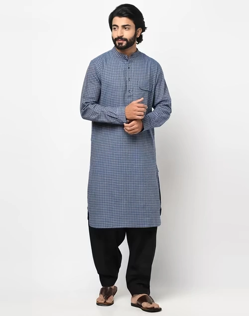 Cotton Bana Slim Fit Kurta With Cuff