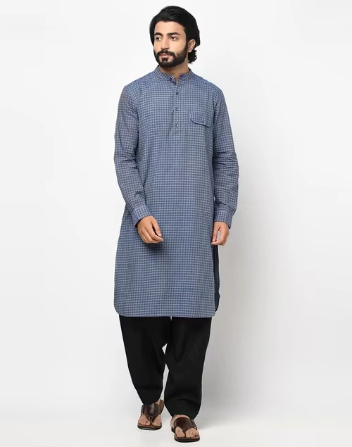 Cotton Bana Slim Fit Kurta With Cuff