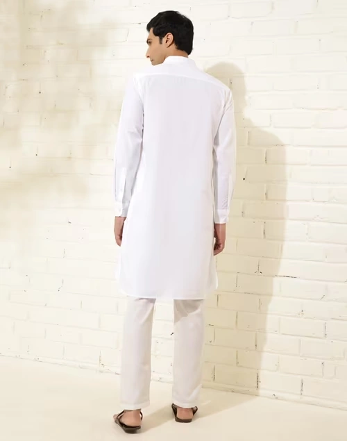 White Cotton Woven Pathani