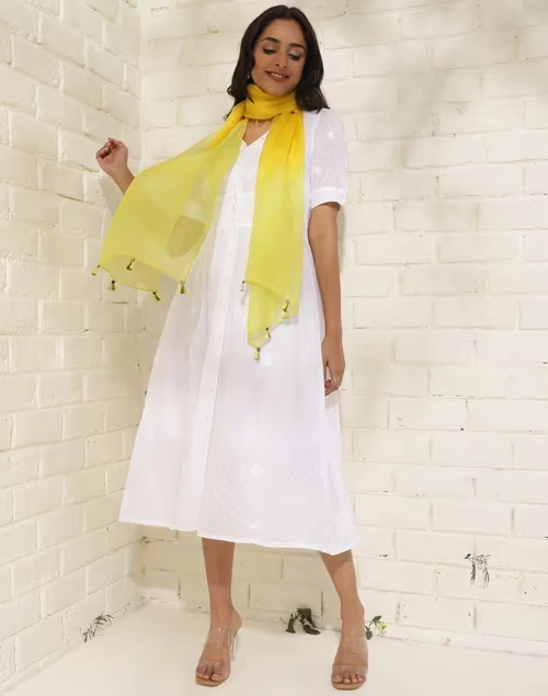 Yellow Silk Tie & Dye Stole 3 Yellow Silk Tie & Dye Stole