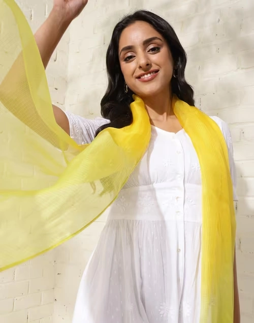 Yellow Silk Tie & Dye Stole 4 Yellow Silk Tie & Dye Stole