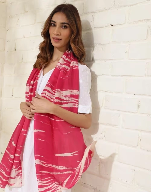 Pink Silk Tie & Dye Stole