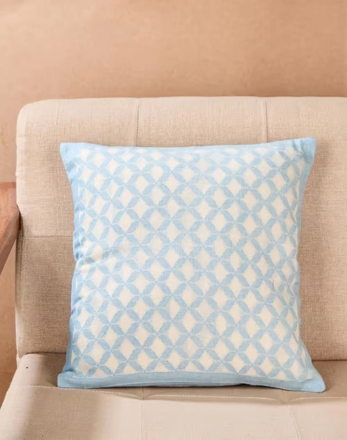 Blue Aminari Cotton Cushion Cover