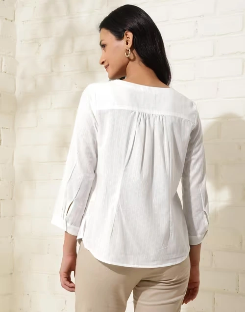White Cotton Pintucks Shirt 4 White Cotton Pintucks Shirt