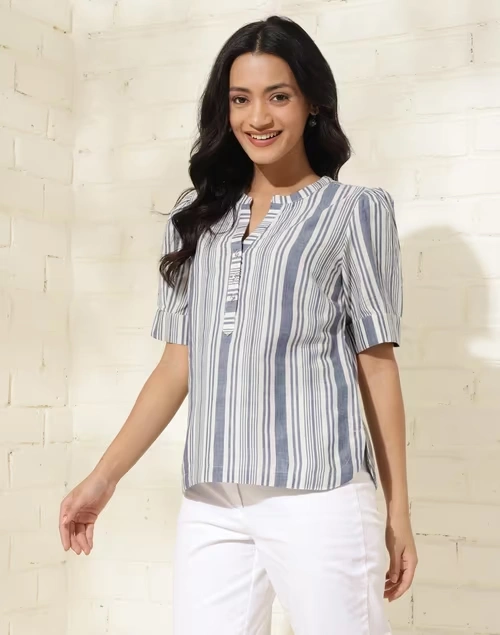 White Cotton Striped Top 3 White Cotton Striped Top