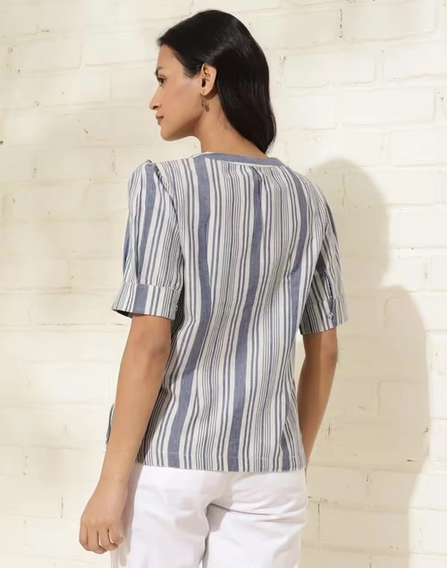 White Cotton Striped Top 4 White Cotton Striped Top