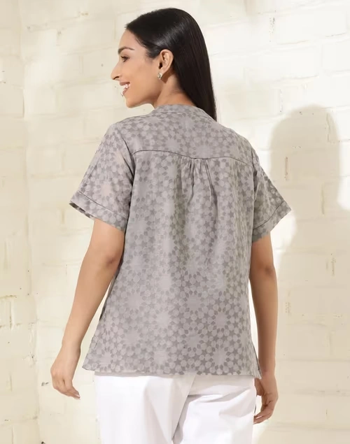 Grey Cotton Silk Cutwork Top 4 Grey Cotton Silk Cutwork Top