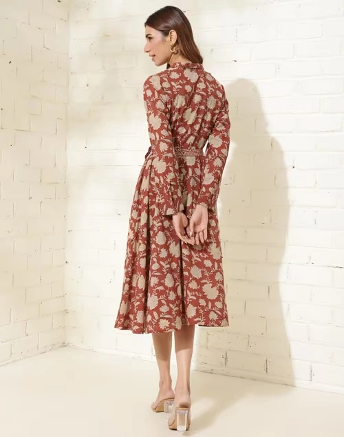Red Cotton Printed Midi Dress 4 Red Cotton Printed Midi Dress