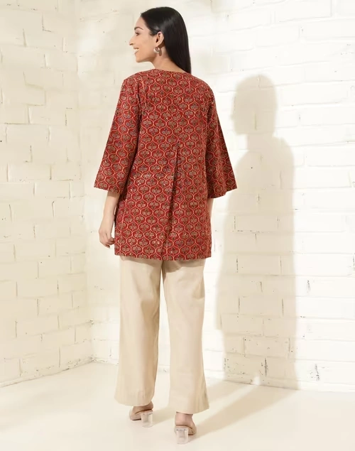 Red Cotton Printed Tunic 4 Red Cotton Printed Tunic