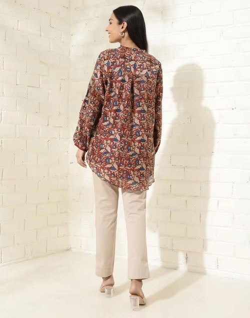Red Cotton Silk Printed Tunic 4 Red Cotton Silk Printed Tunic