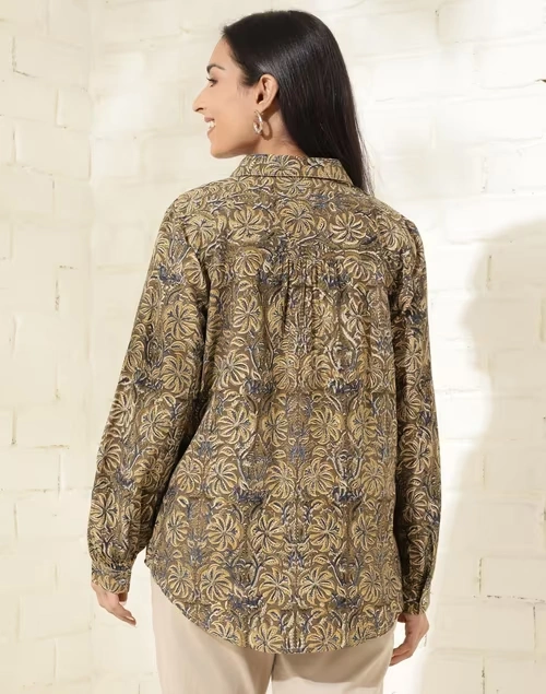 Green Cotton Printed Shirt 4 Green Cotton Printed Shirt