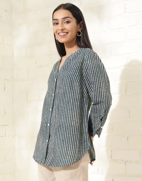 Blue Cotton Printed Shirt 3 Blue Cotton Printed Shirt