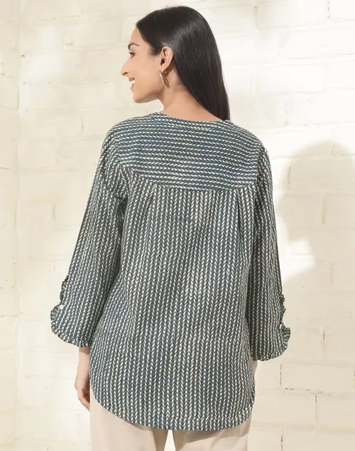 Blue Cotton Printed Shirt 4 Blue Cotton Printed Shirt