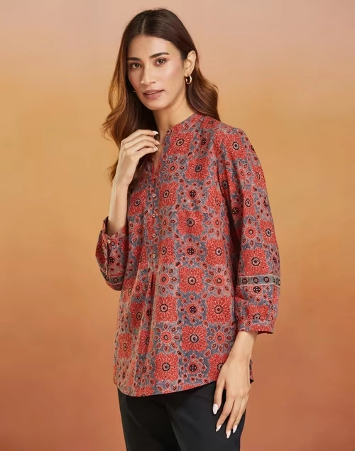 Red Cotton Printed Tunic 3 Red Cotton Printed Tunic