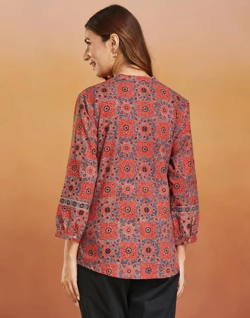 Red Cotton Printed Tunic 4 Red Cotton Printed Tunic