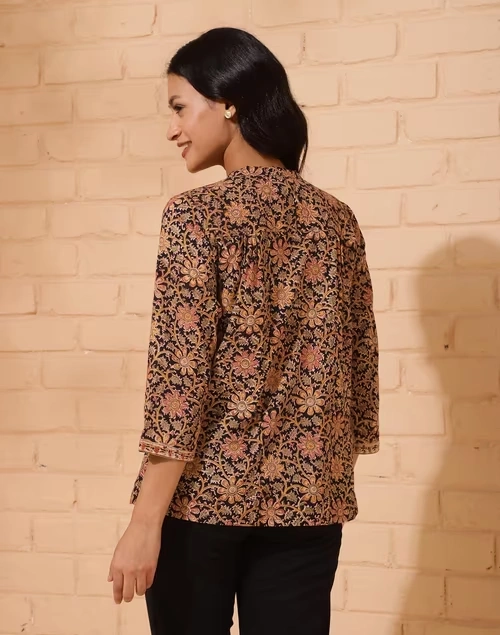 Black Cotton Printed Top 4 Black Cotton Printed Top