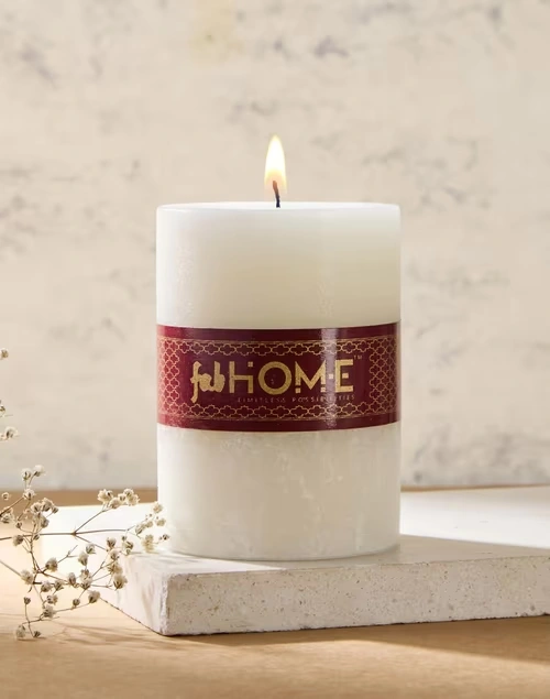 Mogra Wax Pillar Candle - White
