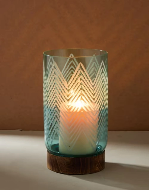 Blue Glass Taraash Candle Holder