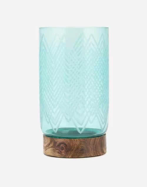 Blue Glass Taraash Candle Holder