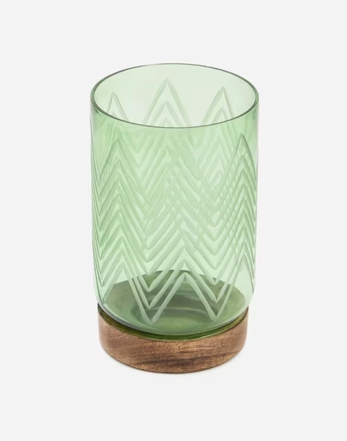 Green Glass Taraash Candle Holder