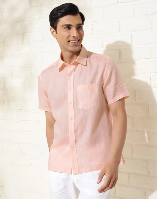 Pink Linen Bush Shirt