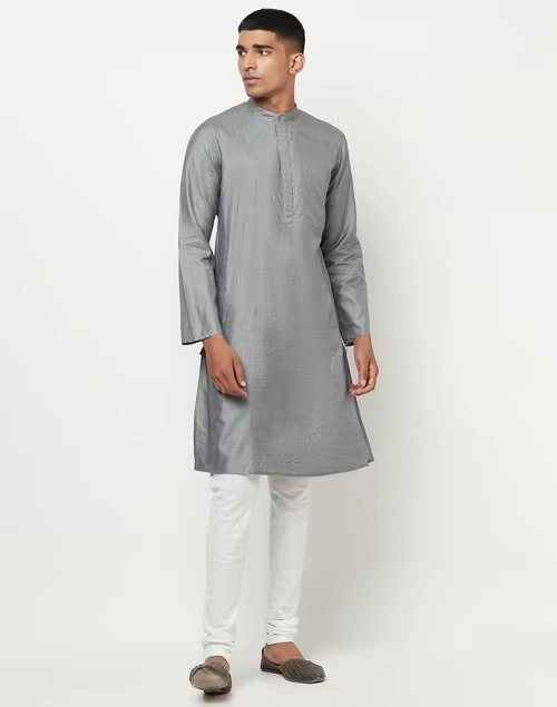 Silk Tussar Spun Slim Fit Long Kurta