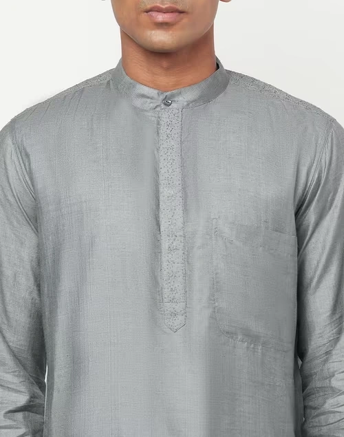 Silk Tussar Spun Slim Fit Long Kurta