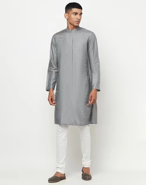 Silk Tussar Spun Slim Fit Long Kurta 3 Silk Tussar Spun Slim Fit Long Kurta