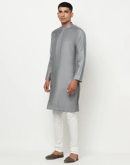 Silk Tussar Spun Slim Fit Long Kurta 4 Silk Tussar Spun Slim Fit Long Kurta