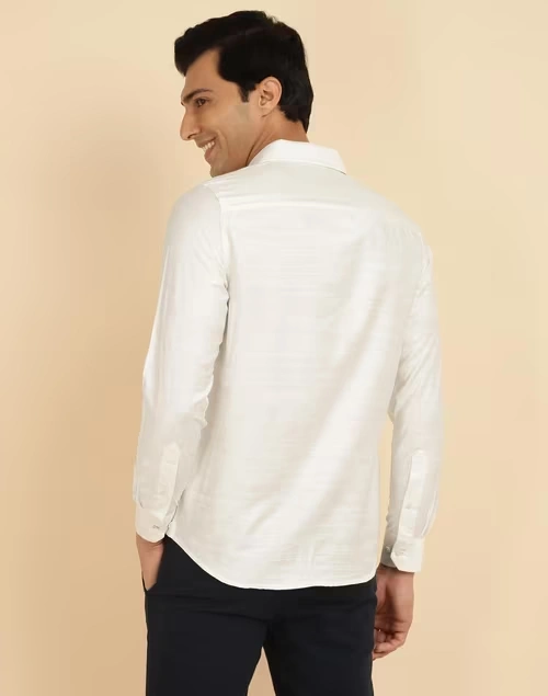 Offwhite Viscose Silk Slim Fit Shirt 4 Offwhite Viscose Silk Slim Fit Shirt