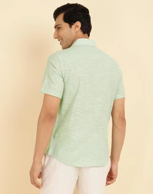 Green Cotton Striped Shirt 4 Green Cotton Striped Shirt