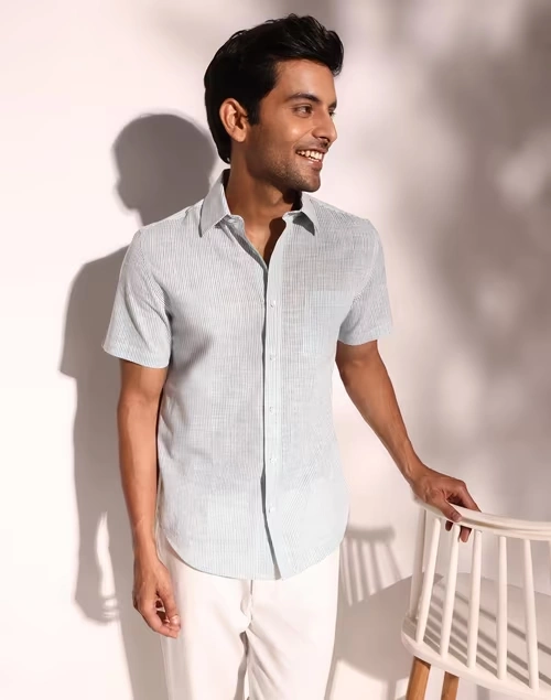 White Cotton Slim Fit Shirt