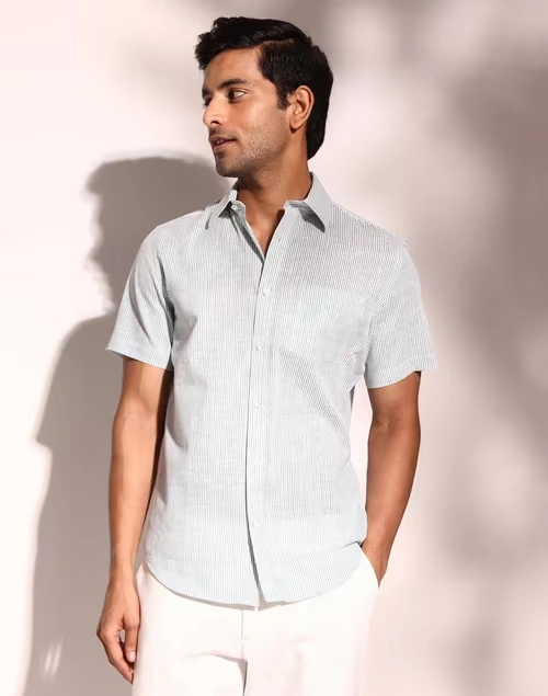 White Cotton Slim Fit Shirt
