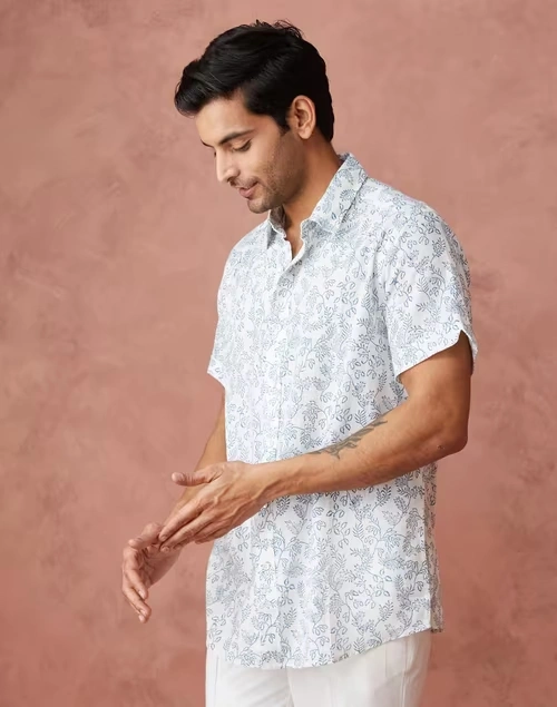 Light Blue Cotton Printed Shirt 3 Light Blue Cotton Printed Shirt