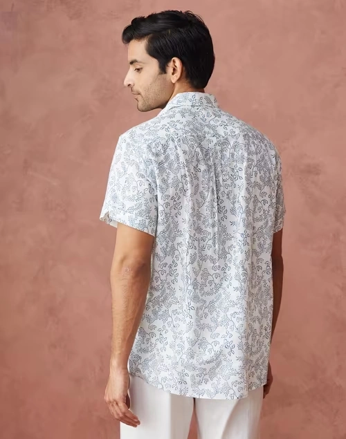 Light Blue Cotton Printed Shirt 4 Light Blue Cotton Printed Shirt