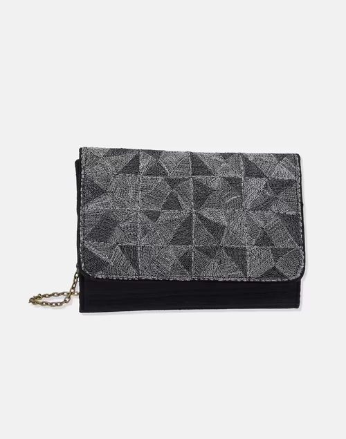 Black Hand Embroidered Clutch 3 Black Hand Embroidered Clutch